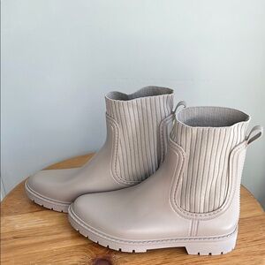 PUBOOM Women’s Ankle Rubber Rain Boots Tan Size 8.5